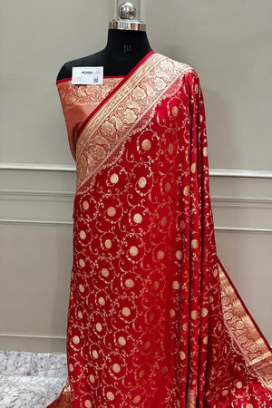 Red Murerwa Daal Katan Silk Banarasi Saree