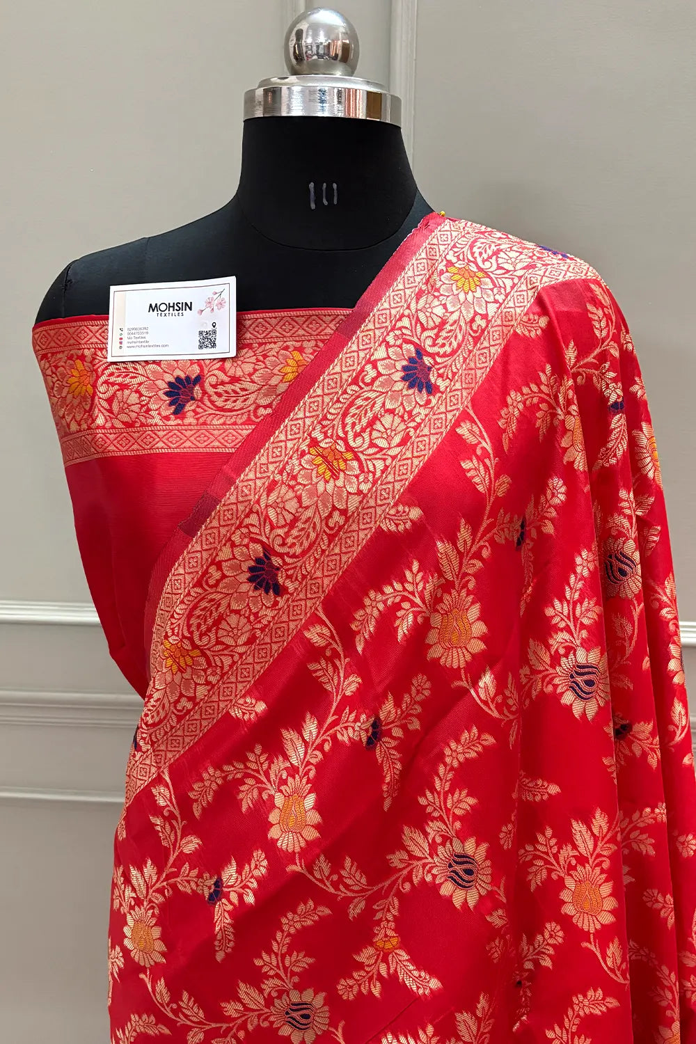 Red Resham Zari Silky Banarasi Saree