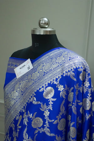 Royal Blue Shahanshahi Jaal Katan Silk Banarasi Saree