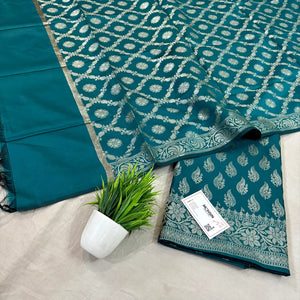 Teal Agnipath Buti Satin Silk Banarasi Suit