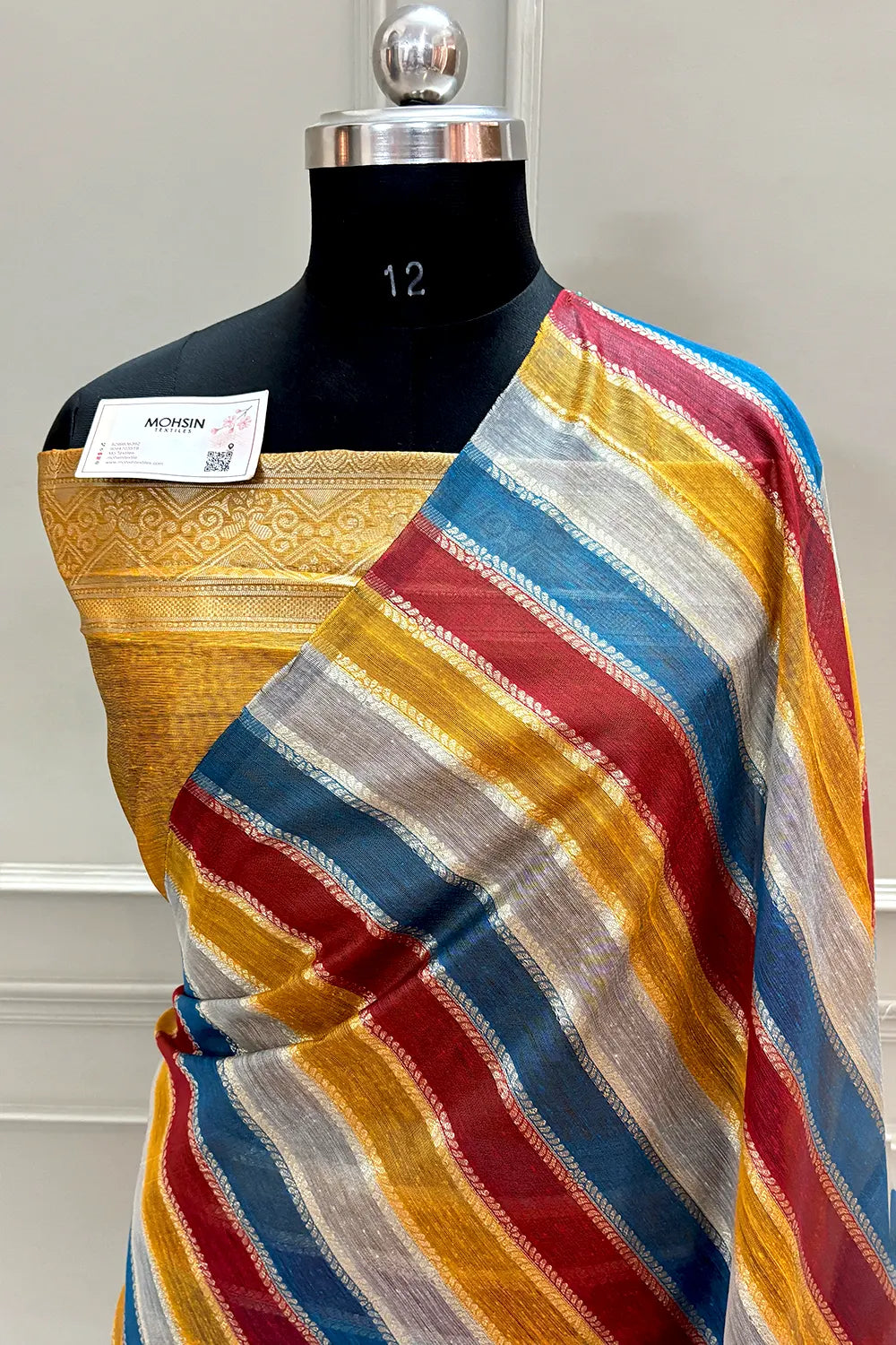 Yellow Resham Zari Cotton Silk Banarasi Saree