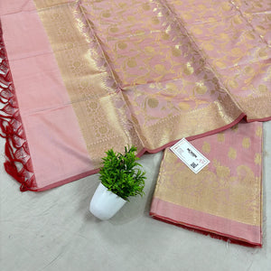 Baby Pink Godzilla Satin Silk Banarasi Suit