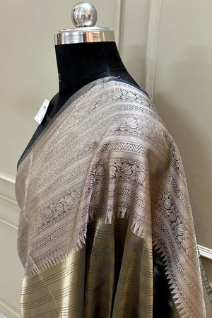 Beige Golden Zari Tissue Silk Banarasi Saree