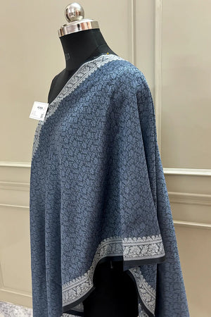 Dark Grey Resham Zari Silk Banarasi Stole