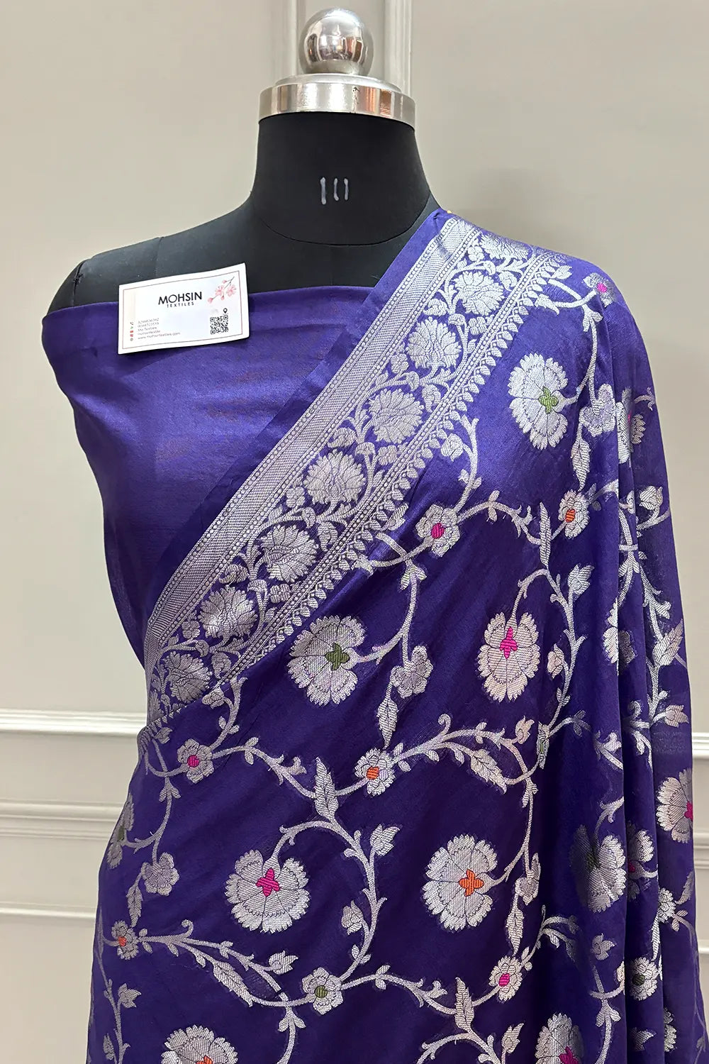 Navy Blue Golden Zari Georgette Silk Banarasi Saree