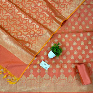 Peach Uggi Dhan Buti Banarasi Silk Suit