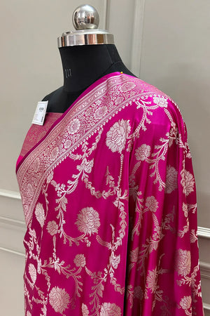 Pink Laabela Jaal Katan Silk Banarasi Saree