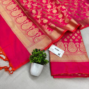 Rani Pink Gumbad Buti Katan Silk Banarasi Suit