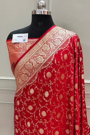 Red Murerwa Daal Katan Silk Banarasi Saree