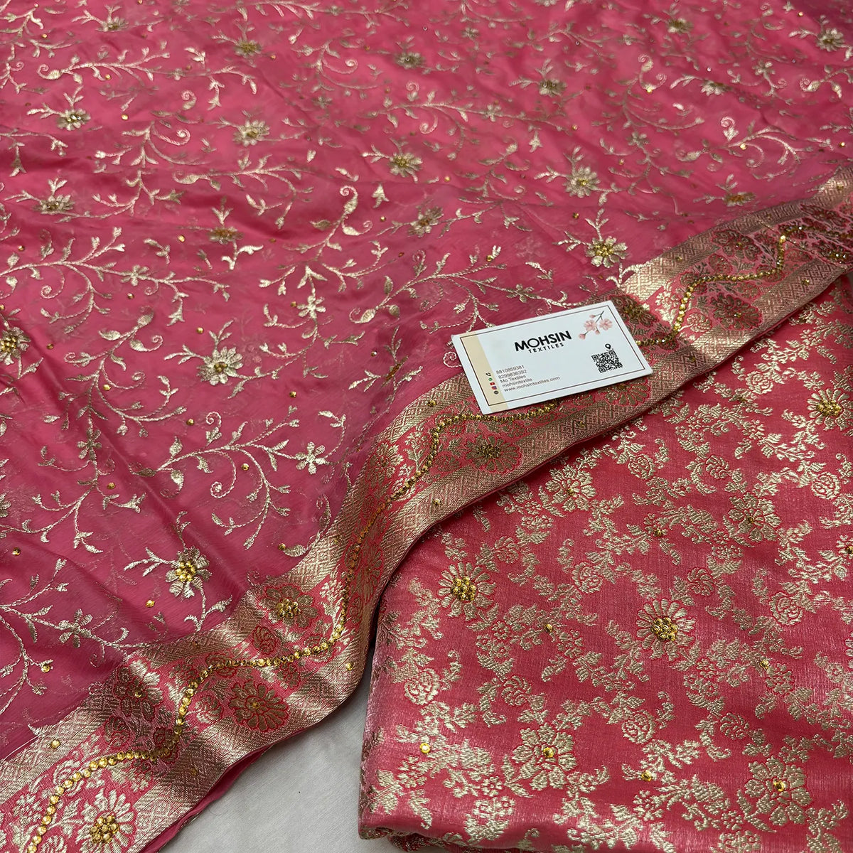 Light Pink Stone Work Kimkhab Silk Banarasi Gharara