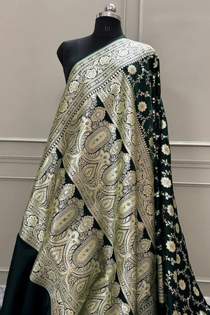 Black Ghumi Jaal Katan Silk Banarasi Saree