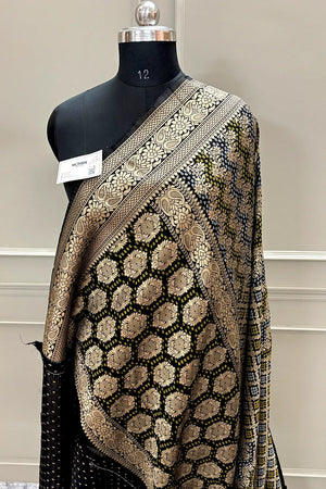 Black Golden Zari Georgette Silk Banarasi Saree