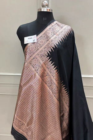 Black Golden Zari Satin Silk Banarasi Saree