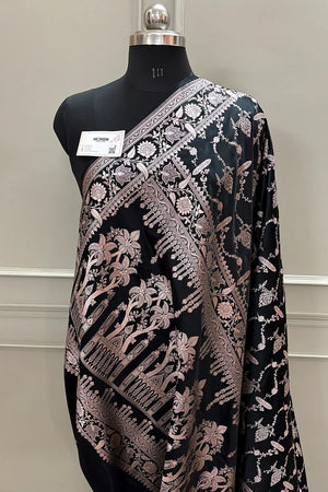 Black Masakali Katan Silk Banarasi Saree
