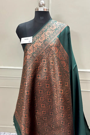 Bottle Green Resham Zari Silky Banarasi Saree