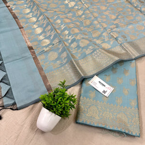 Firozi Chirag Buti Satin Silk Banarasi Suit