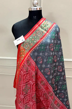 Grey and Maroon Resham Zari Banarasi Silk Saree