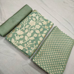 Light Green Handloom Georgette Silk Banarasi Suit