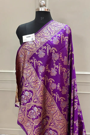 Magenta Resham Zari Silky Banarasi Saree