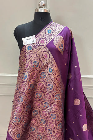 Magenta Resham Zari Silky Banarasi Saree