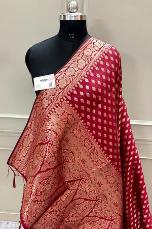 Maroon Resham Zari Silky Banarasi Saree