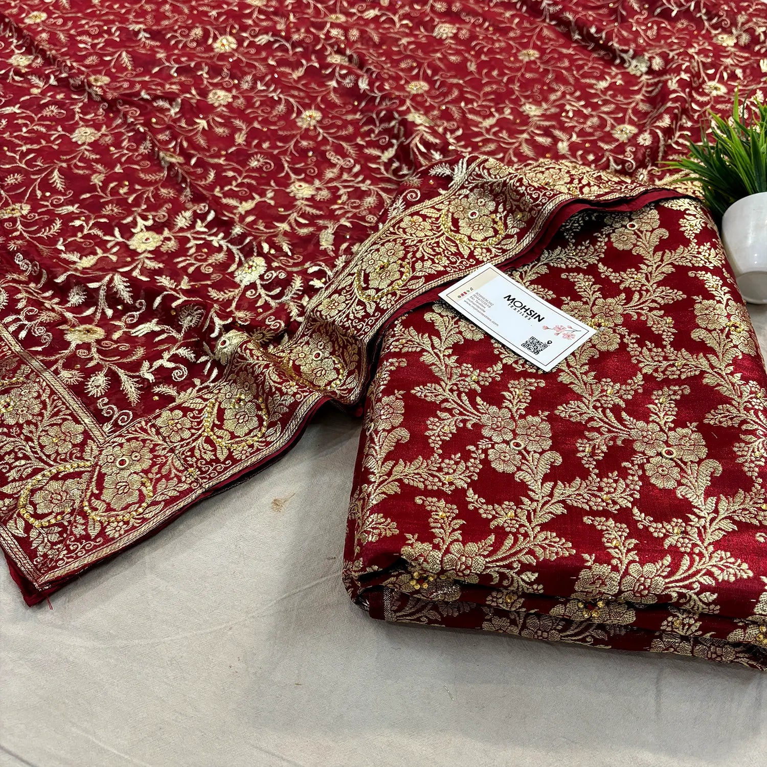 Maroon Stone Work Kimkhab Silk Banarasi Gharara