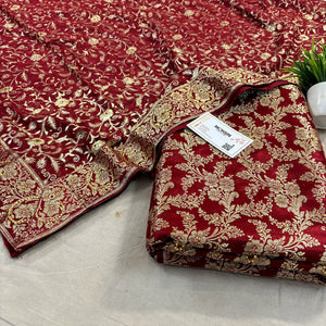 Maroon Stone Work Kimkhab Silk Banarasi Gharara