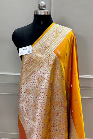 Mustard Tilak Buti Katan Silk Banarasi Saree