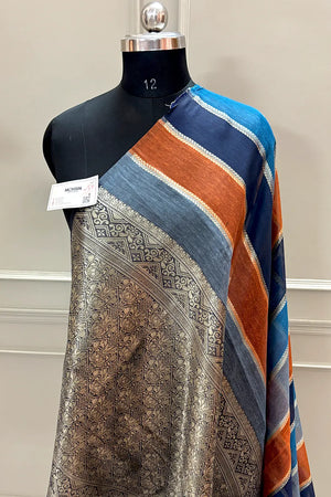 Navy Blue Resham Zari Chanderi Silk Banarasi Saree