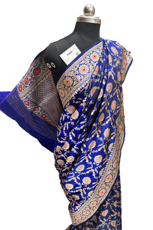 Nita Ambani Royal Blue Handloom Katan Silk Banarasi Saree