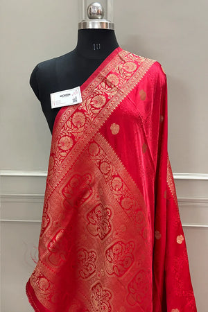 Peach Golden Zari Katan Silk Banarasi Saree