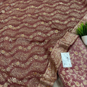 Peach Stone Work Kimkhab Silk Banarasi Gharara