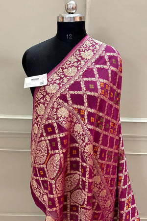 Pink Bandhej Georgette Silk Banarasi Saree