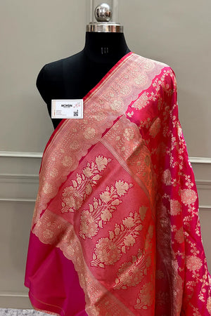 Pink Handloom Pure Katan Silk Banarasi Saree