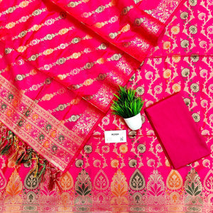 Pink Meenakari Banarasi Silk Suit