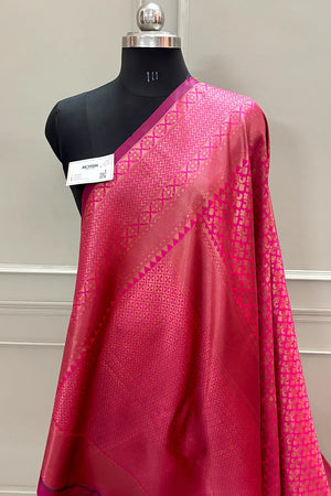 Pink Resham Zari Silky Banarasi Saree