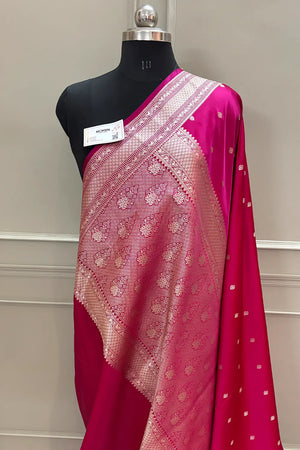 Pink Wazir Buti Katan Silk Banarasi Saree