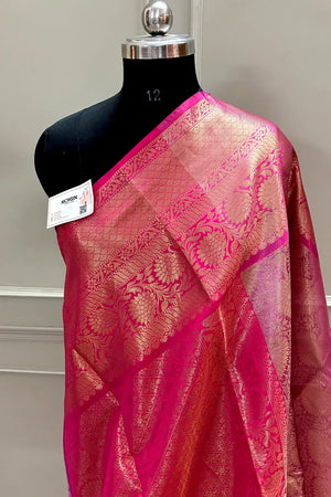 Pink Zari Banarasi Silk Saree