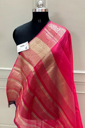 Pink and Auda Resham Silky Banarasi Saree