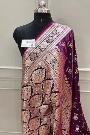 Purple Galaxy Buti Katan Silk Banarasi Saree