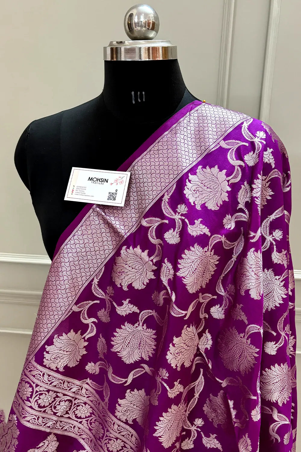 Purple Golden Zari Katan Silk Banarasi Dupatta