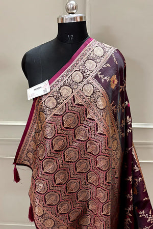 Purple Golden Zari Katan Silk Banarasi Saree