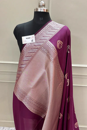 Purple Golden Zari Katan Silk Banarasi Saree
