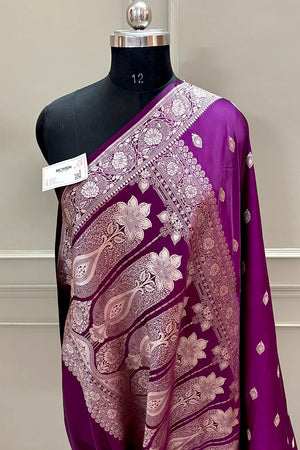 Purple Golden Zari Katan Silk Banarasi Saree