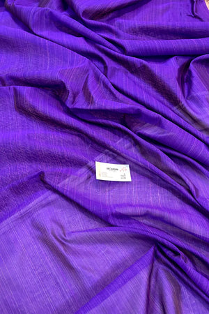 Purple Plain Dupion Silk Banarasi Saree
