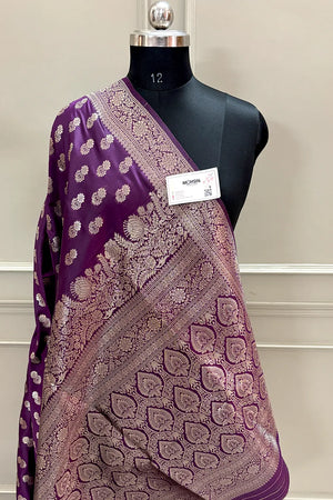 Purple Resham Zari Banarasi Silk Saree