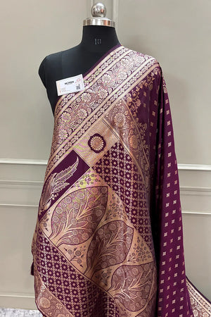 Purple Resham Zari Silky Banarasi Saree