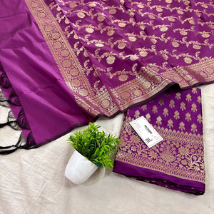 Purple Rocket Buti Satin Silk Banarasi Suit