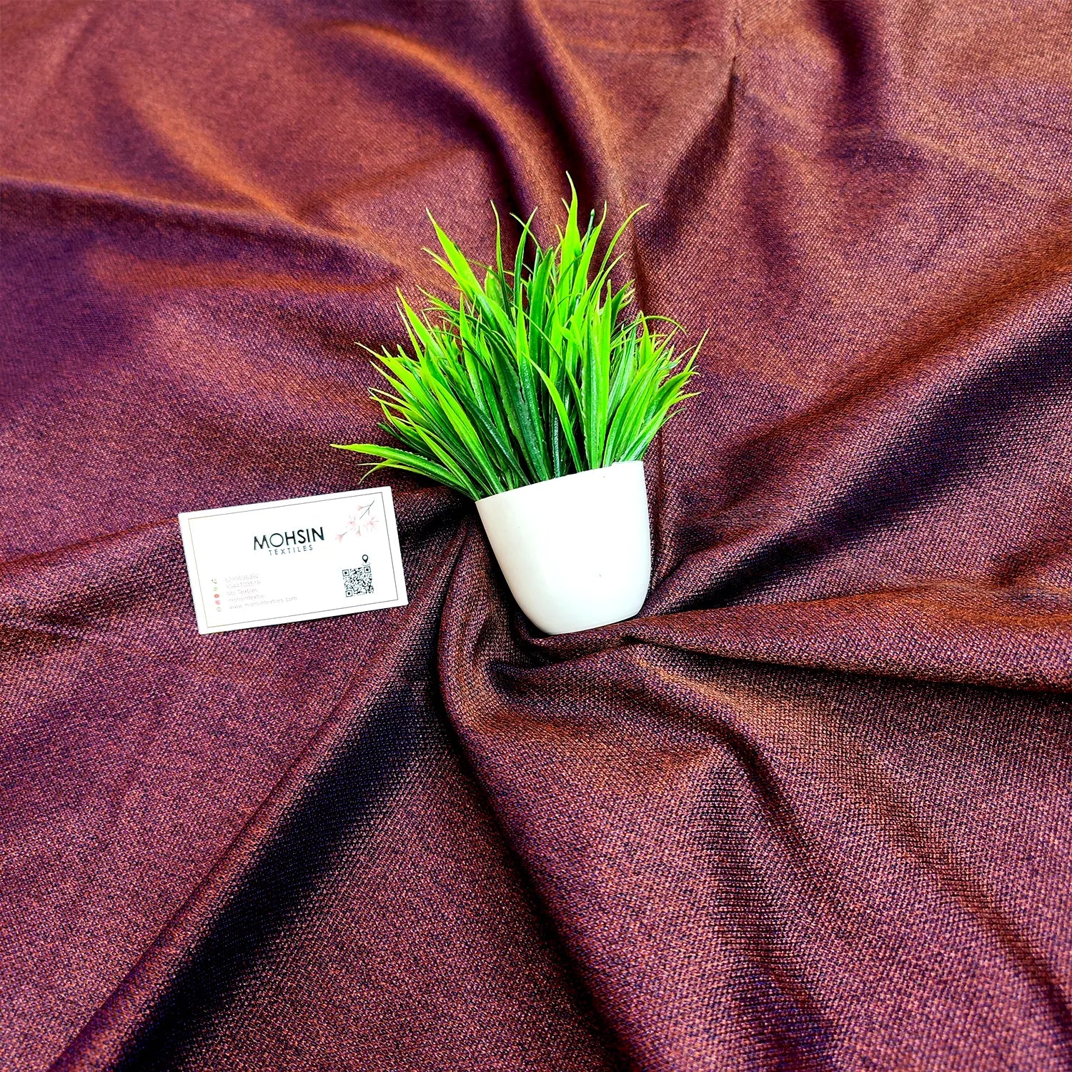 Purple Rust Cotton Silk Banarasi Fabric
