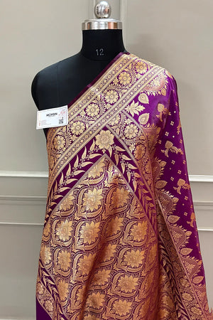 Purple Victory Katan Silk Banarasi Saree